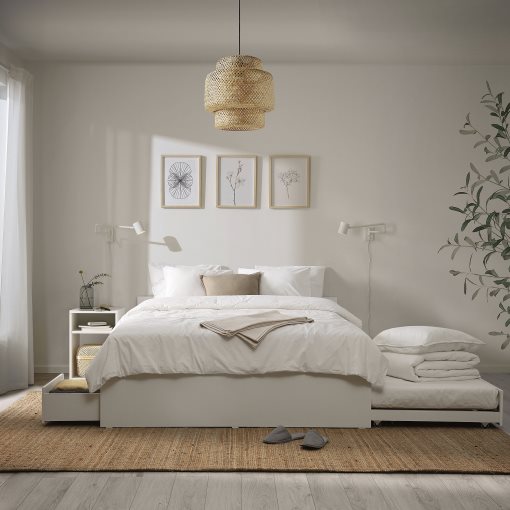 VIHALS, bed frame with 2 storage boxes/1 trundle bed, 160x200 cm/80x200 cm, 296.347.23