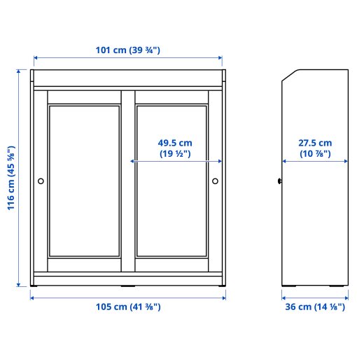 HAUGA, glass-door cabinet, 105x116 cm, 304.150.55