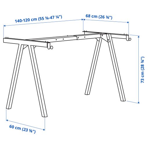 TROTTEN, underframe for table top, 140/160 cm, 304.747.52