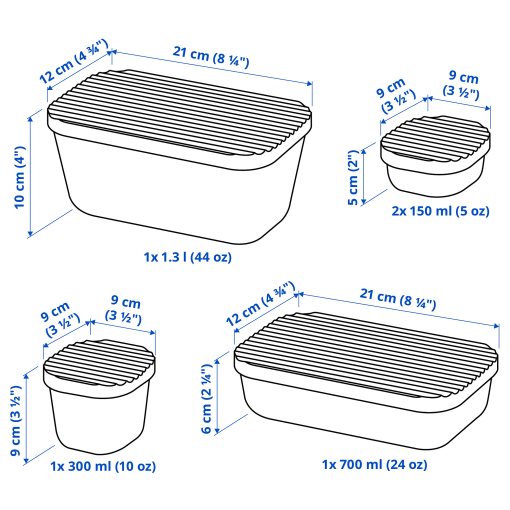 HAVSTOBIS, food container with lid, set of 5, 305.592.75