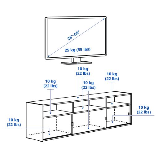 SPIKSMED, έπιπλο TV, 155x32x44 cm, 305.655.11