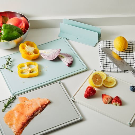 GUMMIHAJ, holder with 3 chopping boards, 305.733.18