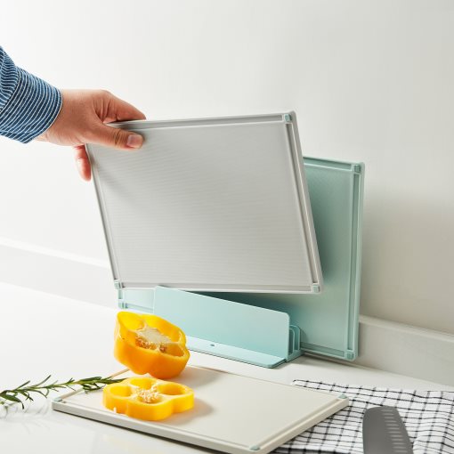 GUMMIHAJ, holder with 3 chopping boards, 305.733.18