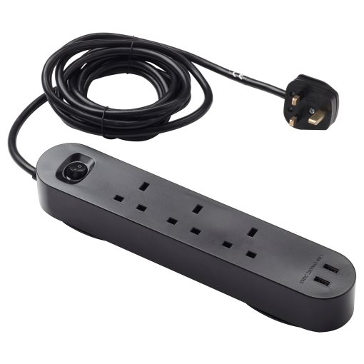 KOPPLA, 3-way socket with 2 USB ports, 3.0 m, 306.145.40