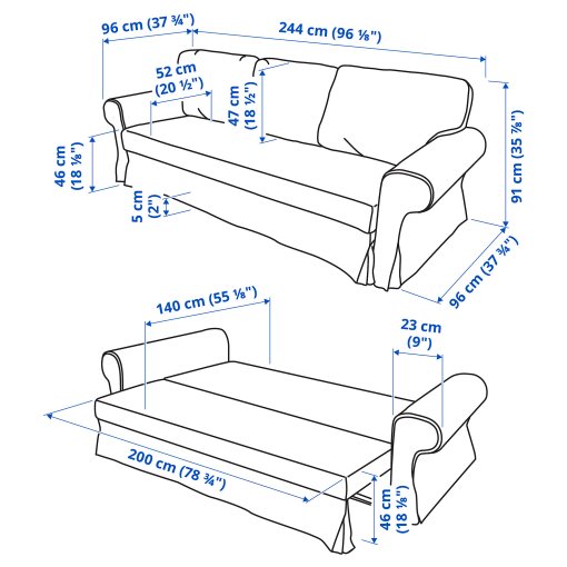 VRETSTORP, τριθέσιος καναπές-κρεβάτι, 393.201.14