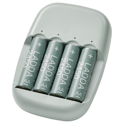 STENKOL/LADDA, battery charger and 4 batteries, 394.196.43