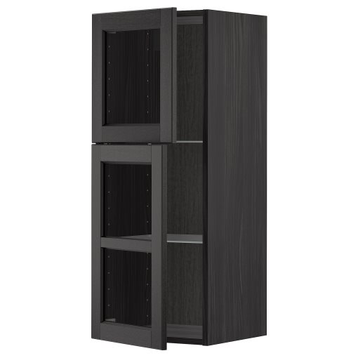 METOD, wall cabinet with shelves/2 glass doors, 40x100 cm, 394.557.54