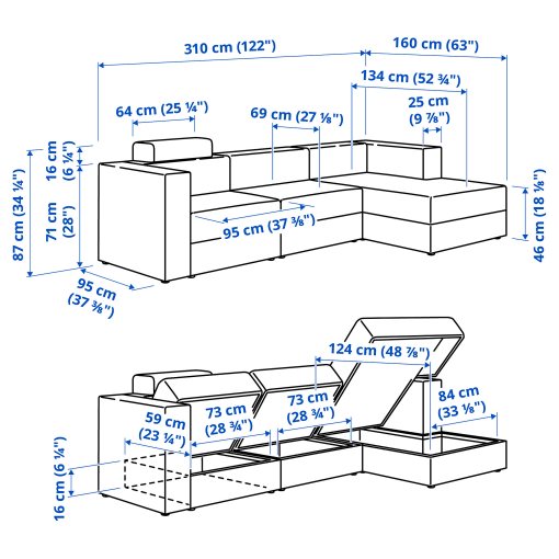 JÄTTEBO, 4-seat modular sofa with chaise longue/right with headrest, 395.108.97