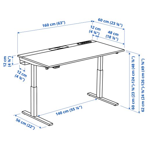desk sit/stand/electric, 160x60 cm, 395.291.99