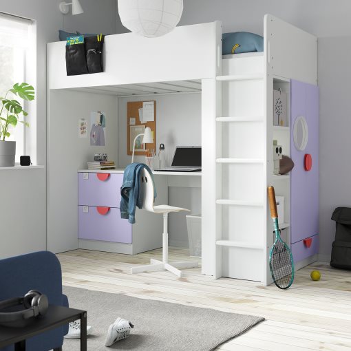 SMÅSTAD, loft bed with desk with 3 drawers, 90x200 cm, 395.420.25
