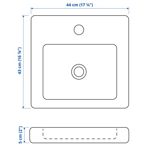 TVÄLLEN, νιπτήρας με σιφόνι, 44x43 cm, 395.469.00