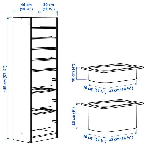 TROFAST, storage combination with boxes, 46x30x145 cm, 395.754.45