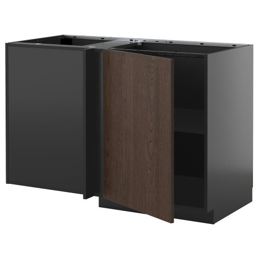 METOD, corner base cabinet with shelf, 128x68 cm, 395.867.74