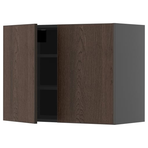 METOD, wall cabinet with shelves/2 doors, 80x60 cm, 395.874.86