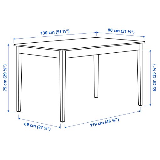 NÄSINGE/BERGMUN, table and 4 chairs, 130x80 cm, 395.970.27