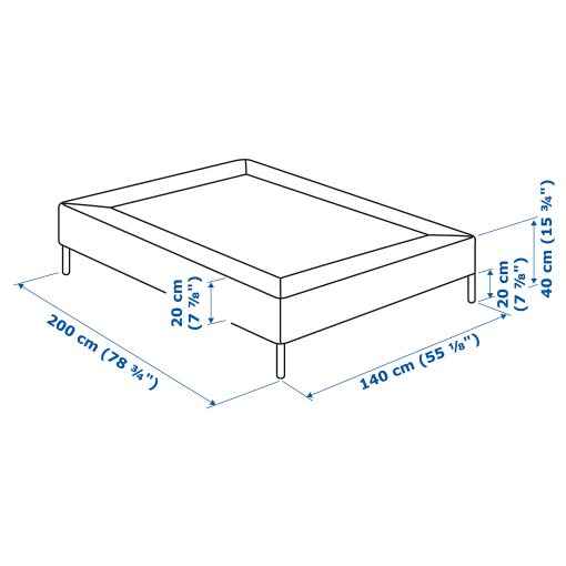 LYNGOR, slatted mattress base with legs, 140x200 cm, 396.082.38
