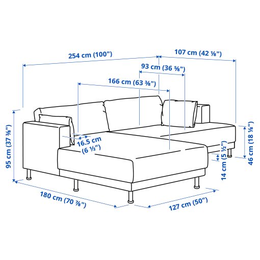 UPPÅKRA, 3-seat modular sofa with chaise longue, left, 396.130.13