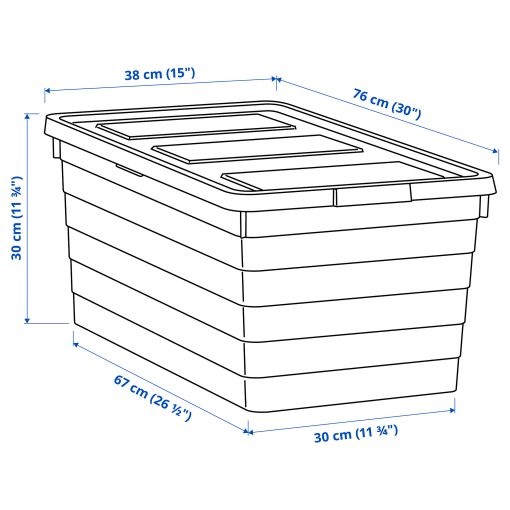 SOCKERBIT, storage box with lid, 38x76x30 cm, 405.220.88