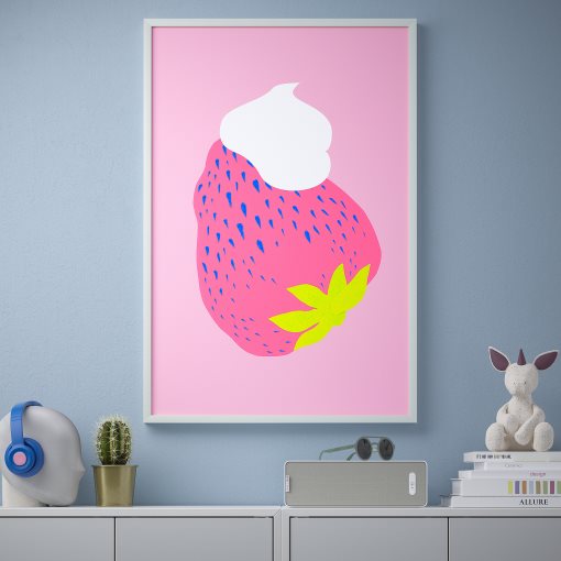 RIBBA, frame with poster/pink strawberry, 61x91 cm, 405.548.52