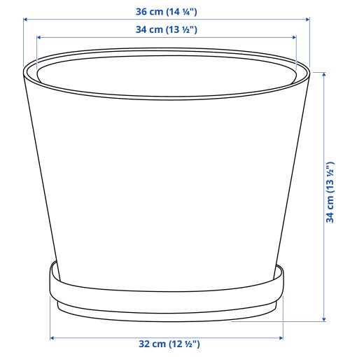 BRUNBÄR, plant pot with saucer outdoor, 32 cm, 405.847.69