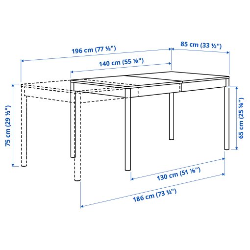 TONSTAD, extendable table, 140/196x85 cm, 405.938.82