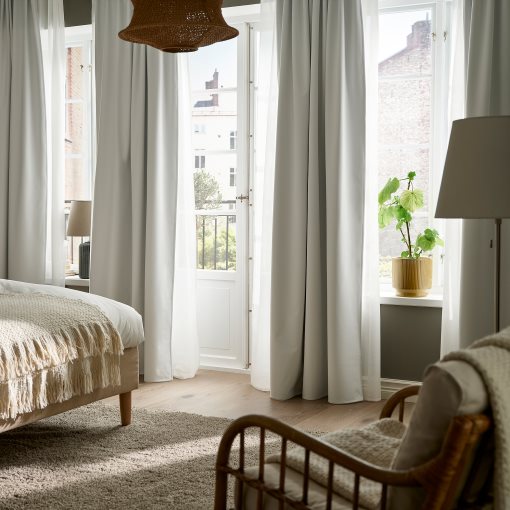 KORGMOTT, κουρτίνα με τρέσα/πλήρους συσκότισης, 2 τεμ. 145x300 cm, 405.971.49