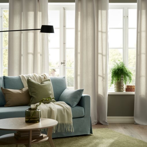 GINSTMOTT, curtains with heading tape/1 pair, 145x300 cm, 405.971.73
