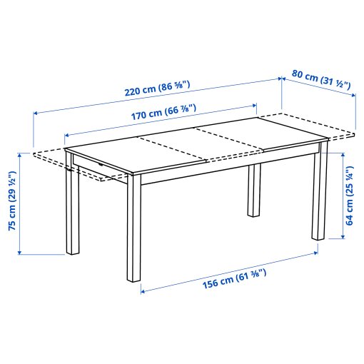 ALHULT, extendable table, 170/220x80 cm, 405.979.22