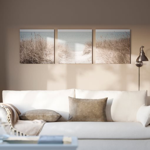 PJÄTTERYD, picture/Swedish sand dunes/3 pack, 56x56 cm, 406.020.18