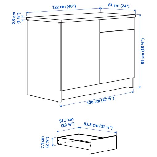 KNOXHULT, base cabinet with doors and drawer, 120 cm, 406.039.80