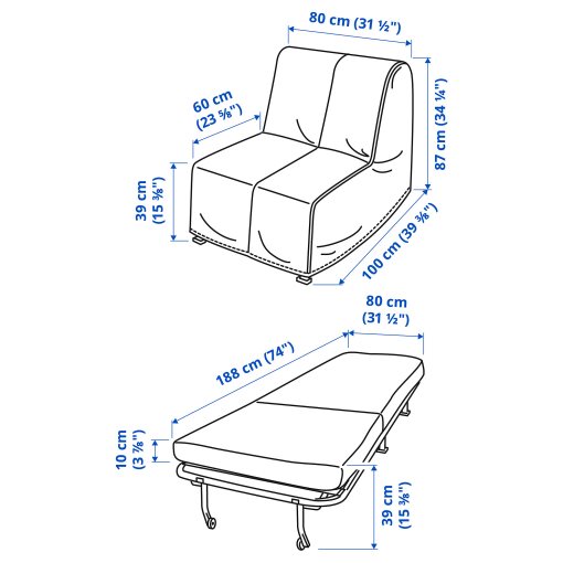 LYCKSELE MURBO, chair-bed, 493.870.00
