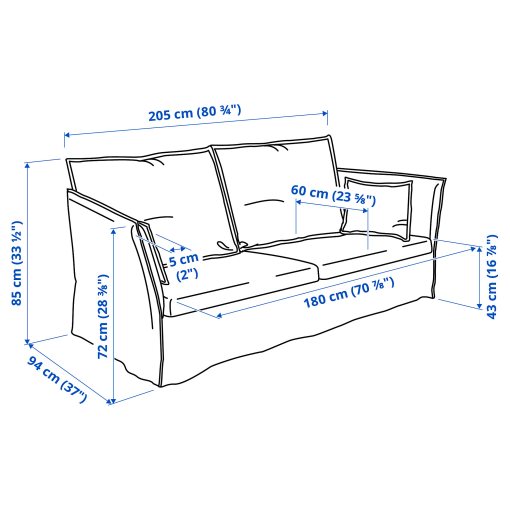 BACKSÄLEN, 3-seat sofa, 493.931.57