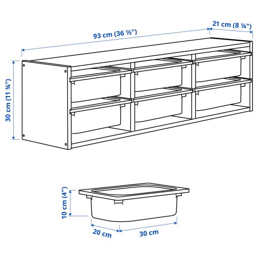 TROFAST, wall storage, 93x21x30 cm, 494.782.03