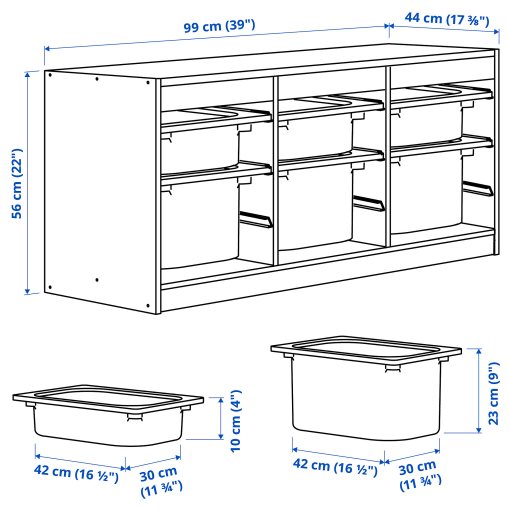 TROFAST, storage combination with boxes, 99x44x56 cm, 494.798.39