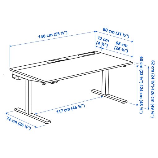 MITTZON, desk sit/stand/electric, 140x80 cm, 495.286.08
