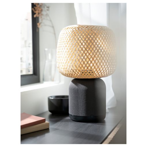 SYMFONISK, speaker lamp with Wi-Fi/bamboo shade, 495.305.50