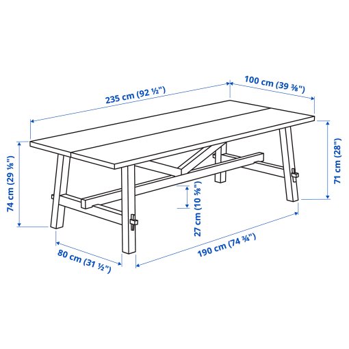 SKOGSTA/SKOGSTA, table and 6 chairs, 235 cm, 495.451.27