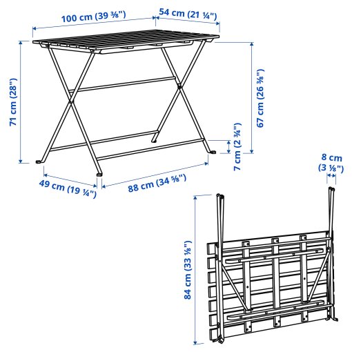 TÄRNÖ, τραπέζι και 4 καρέκλες/πτυσσόμενα/εξωτερικού χώρου, 100x54 cm, 495.753.60