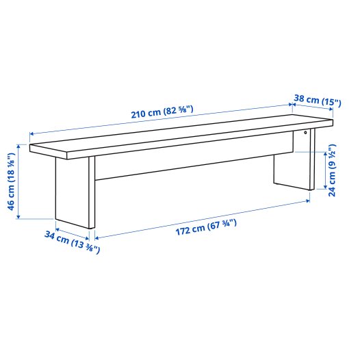 BERGSHYTTAN, table and 2 benches, 240x93 cm, 496.084.12