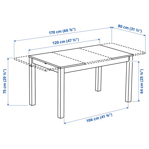ÅLHULT/LILLÅNÄS, table and 4 chairs, 120/170x80 cm, 496.100.90