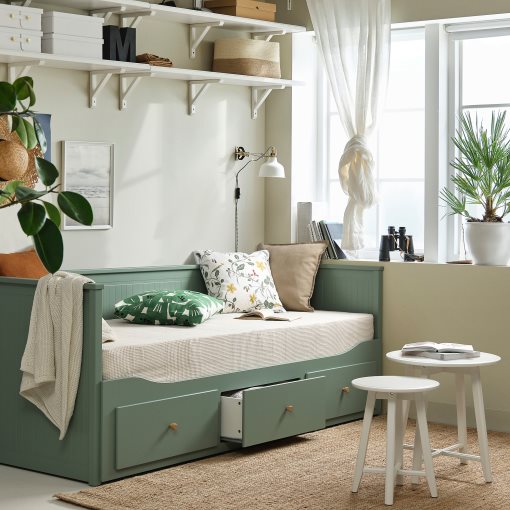 HEMNES, day-bed with 3 drawers/2 mattresses, 80x200 cm, 496.102.31