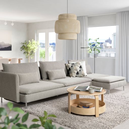 SÖDERHAMN, 4-seat sofa-bed with chaise longue and open end, 496.164.26