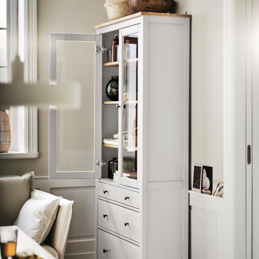 HEMNES, ντουλάπι 3 συρτάρια, γυάλινη πόρτα, 504.135.07