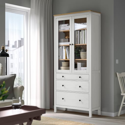 HEMNES, ντουλάπι 3 συρτάρια, γυάλινη πόρτα, 504.135.07