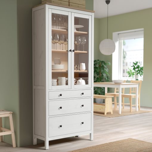 HEMNES, ντουλάπι 3 συρτάρια, γυάλινη πόρτα, 504.135.07
