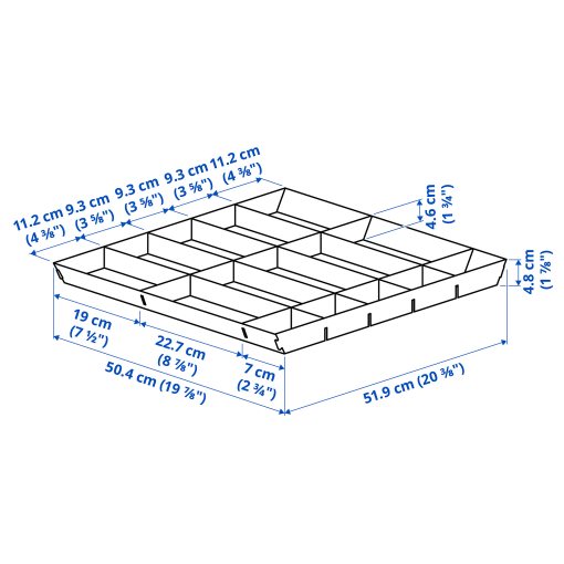 UPPDATERA, ρυθμιζόμενο διαχωριστικό για συρτάρι, 60 cm, 505.441.84