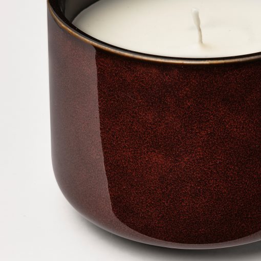 KOPPARLÖNN, scented candle in ceramic jar/almond & cherry, 25 hr, 505.515.89