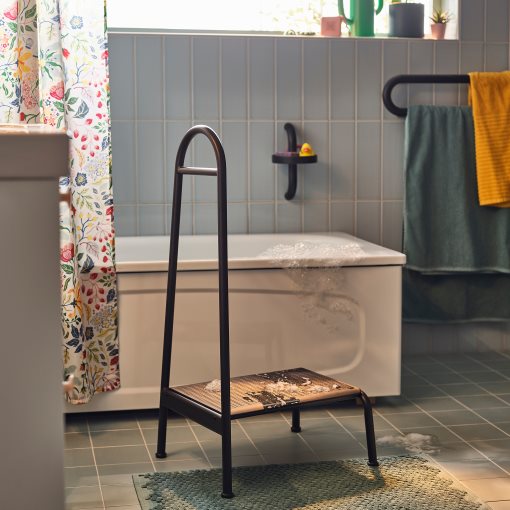 BÄSINGEN, step stool with handrail, 505.957.48