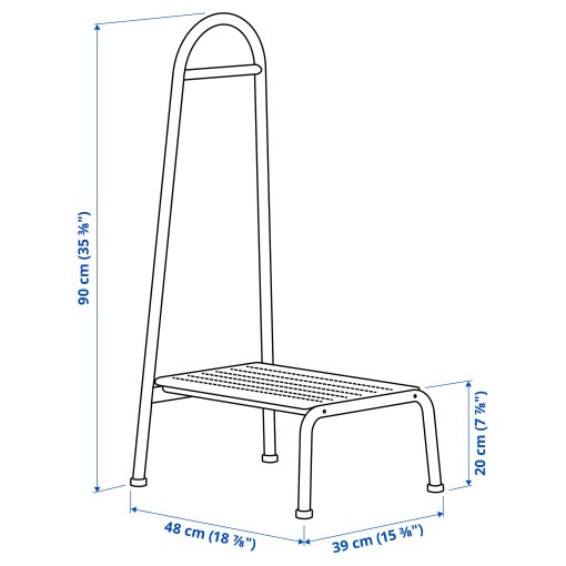 BÄSINGEN, step stool with handrail, 505.957.48