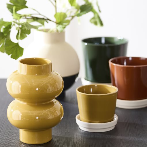 KLOTLÖNN, plant pot with saucer in/outdoor, 9 cm, 505.982.71